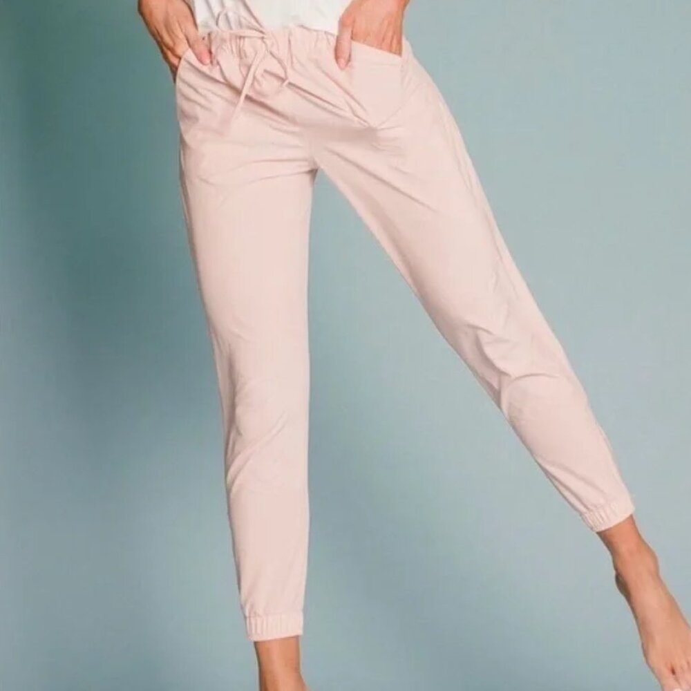 Albion Fit Womens Jetsetter Joggers Size XS Blush Pink Stretch Ankle Zippers